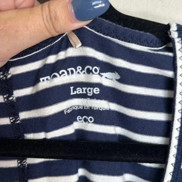 Toad&Co Muse Maxi Dress Navy and White Stripes Size Large Nautical Outdoor - Picture 3 of 8
